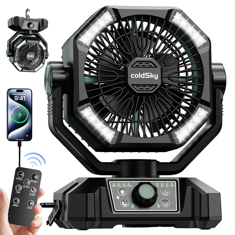 Tragbarer Camping Ventilator 20000mAh, 8 Stufen