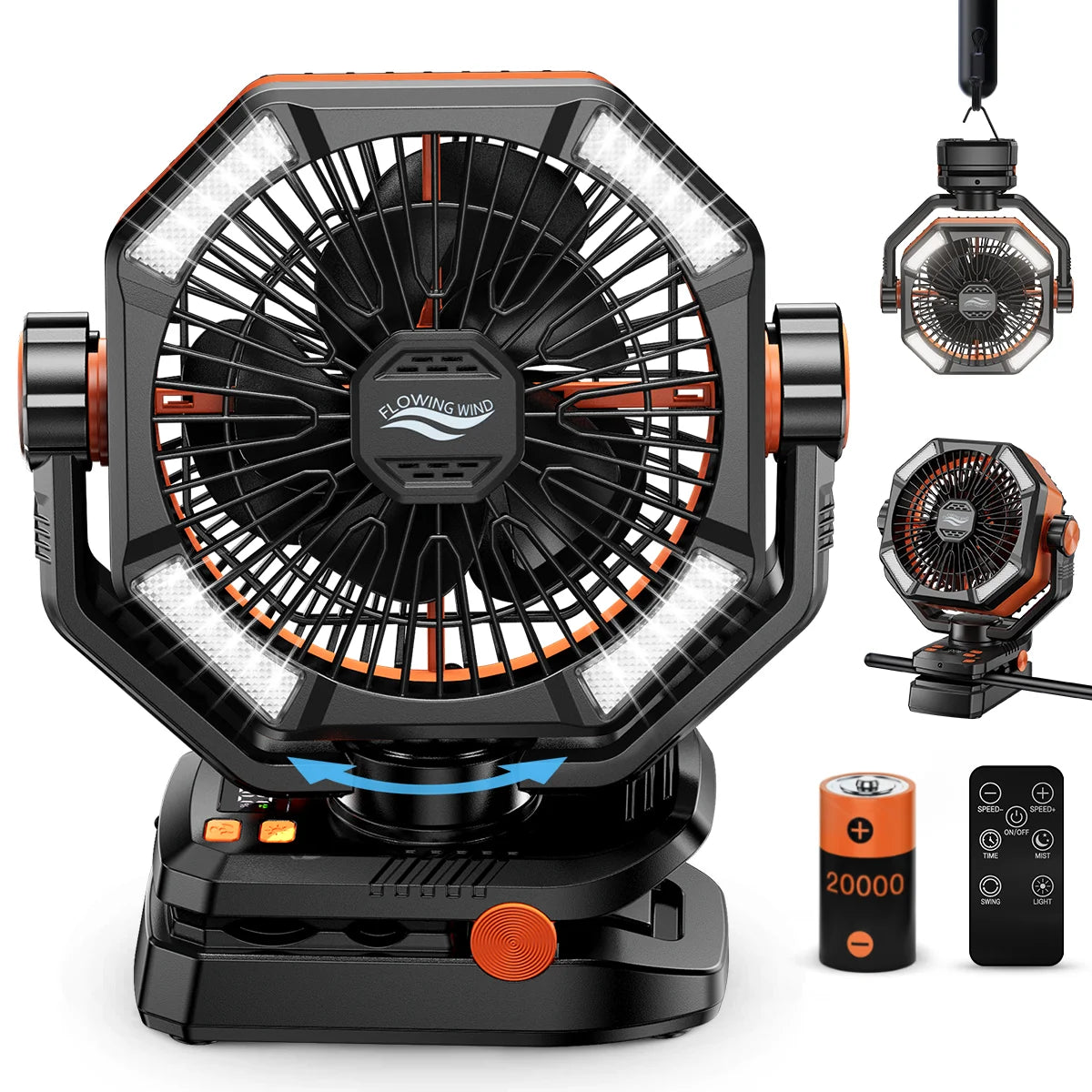 Tragbarer Camping Ventilator 20000mAh, 8 Stufen