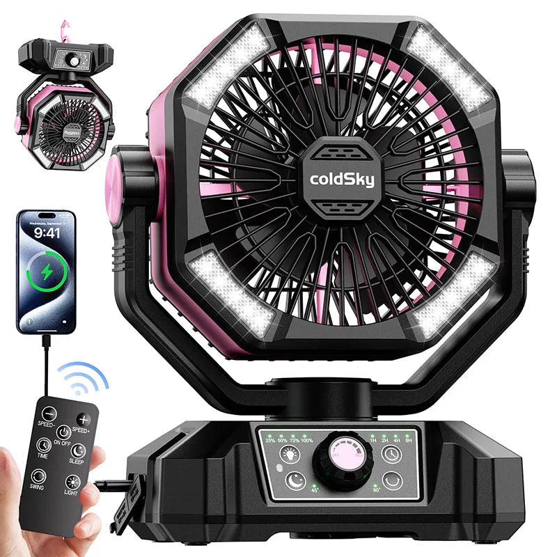 Tragbarer Camping Ventilator 20000mAh, 8 Stufen