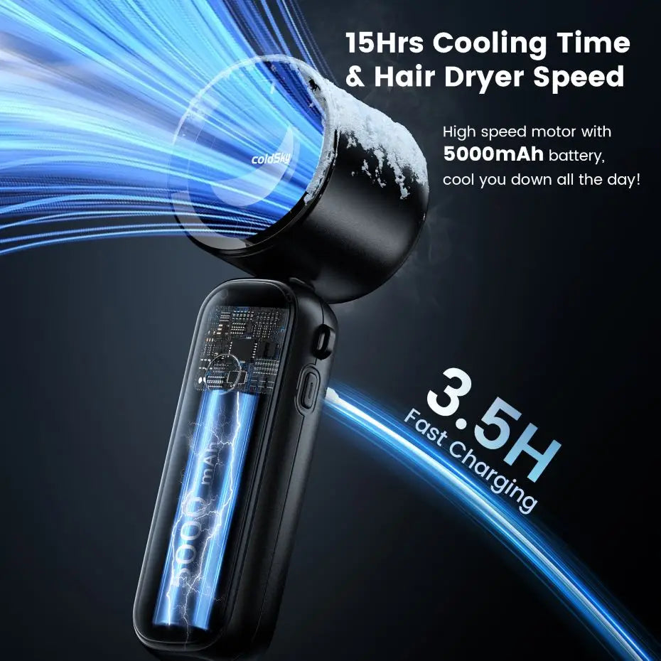 Tragbarer Turbo Ventilator ColSky 5000mAh 6 Stufen faltbar