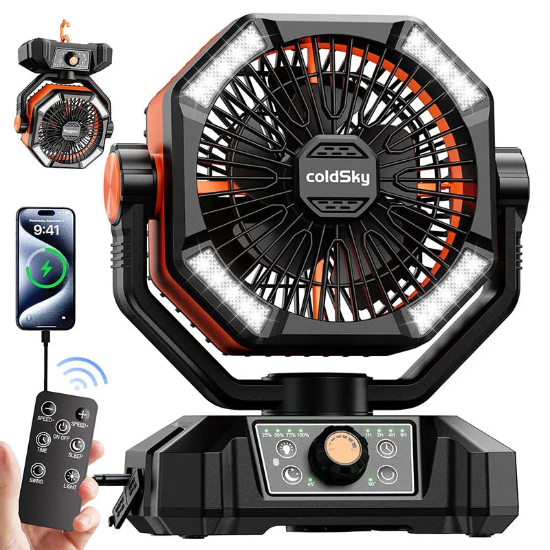 Tragbarer Camping Ventilator 20000mAh, 8 Stufen