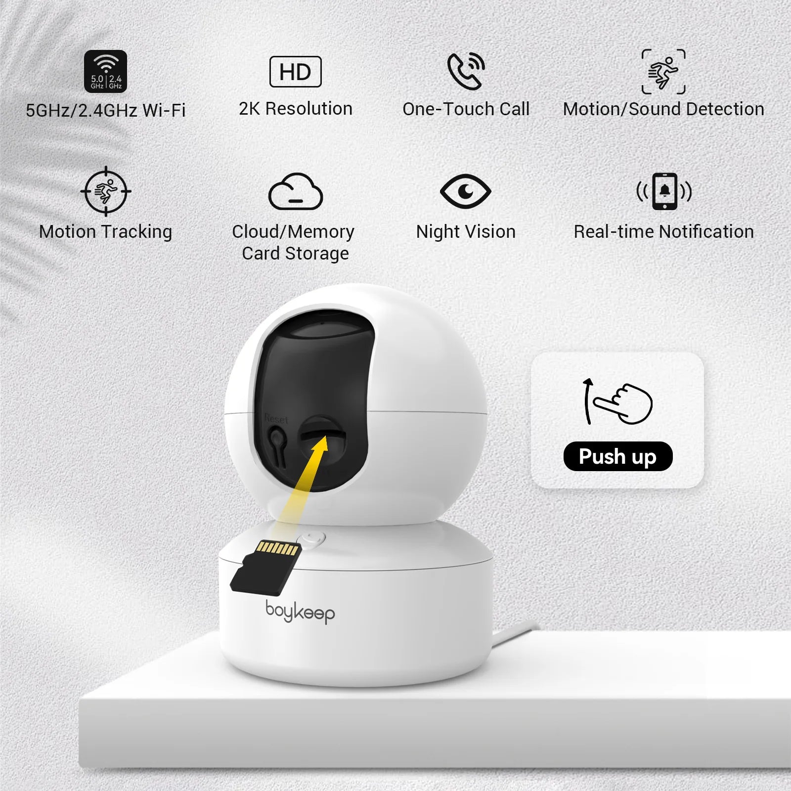 Smart Kamera 2K Indoor BoyKeep K30 – WiFi Überwachung mit Nachtsicht & 360° Sicht